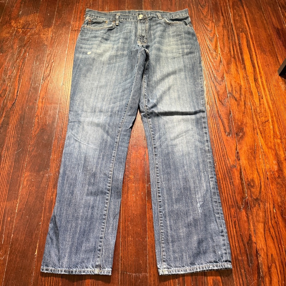 Denim Supply Ralph Lauren Jeans Mens 38x34 Blue Slouch Relaxed Faded‎ Whiskers